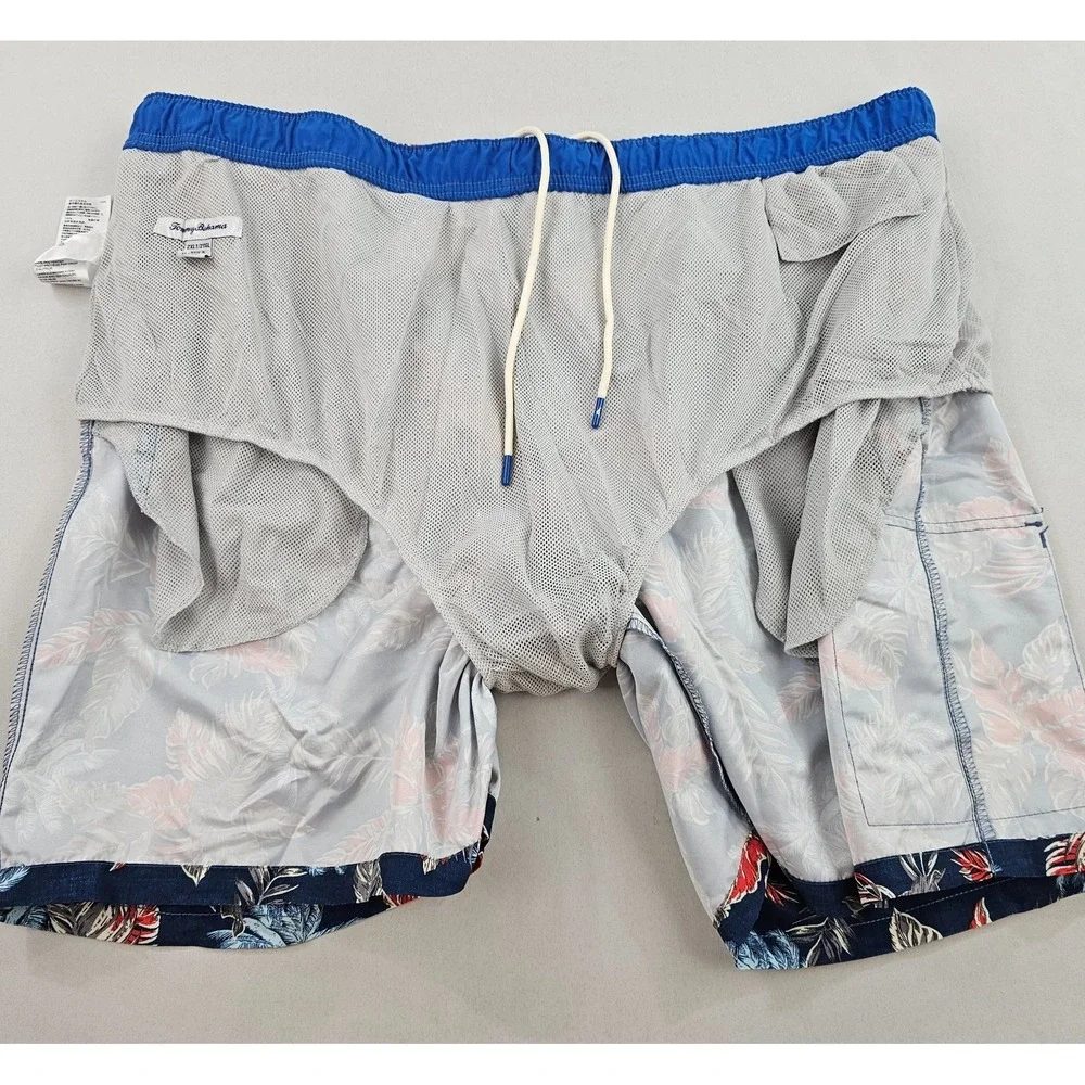 Tommy Bahama Relax trunks swimwear mens 2XL XXL pockets navy red floral